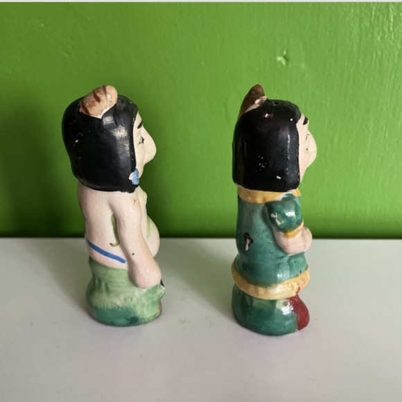 Vtg Native American Indian Chief Salt & Pepper Shaker Set ceramic figure Japan - Picture 4 of 5